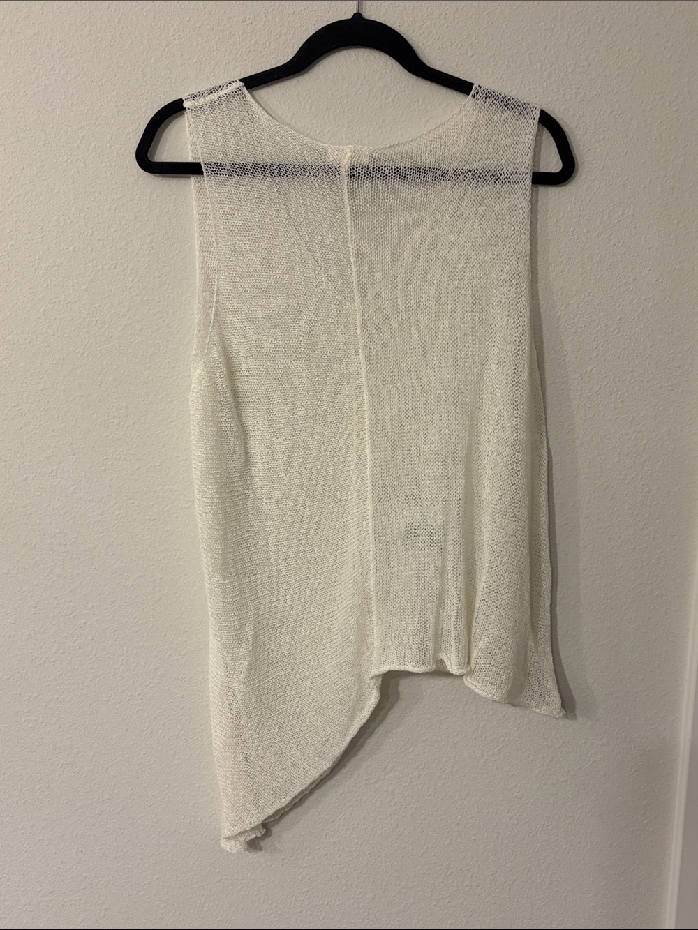 Eileen Fisher Sheer Ivory Asymmetric V-Neck Tank - Picture 3 of 3